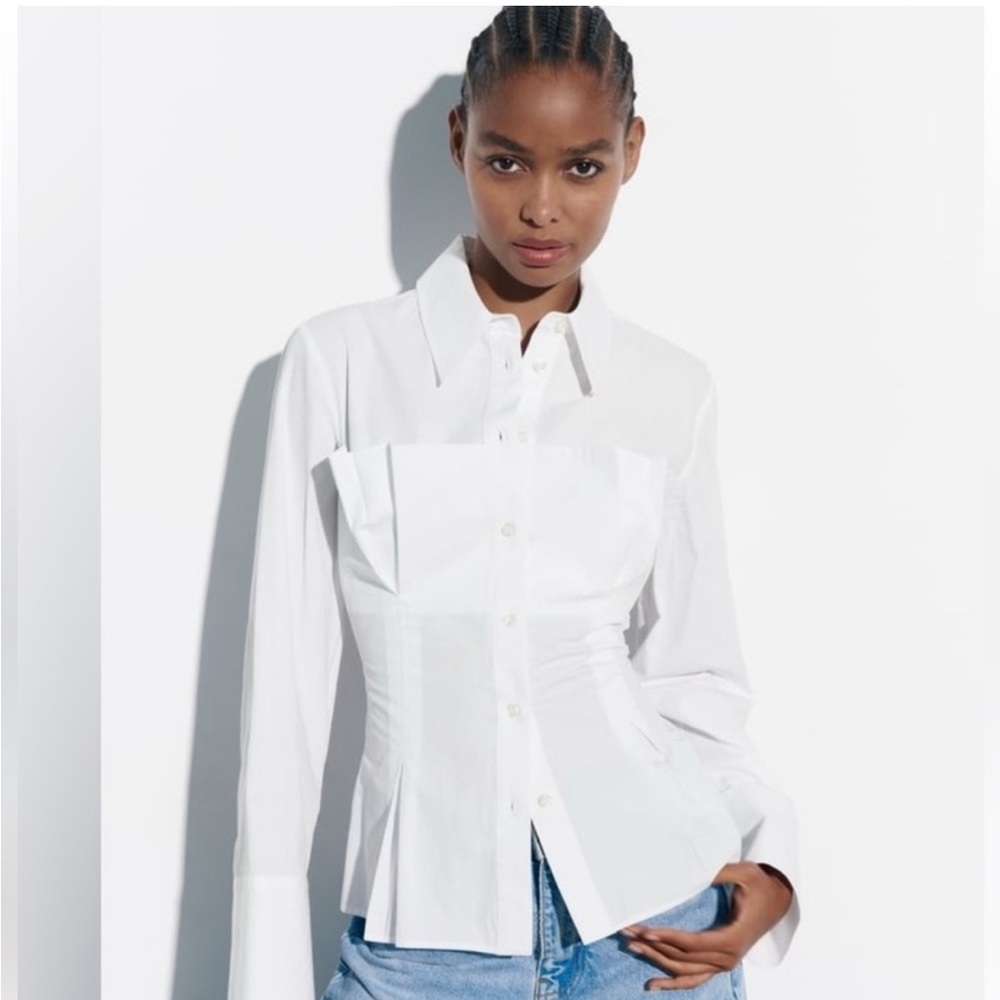 Zara crumpet white button down